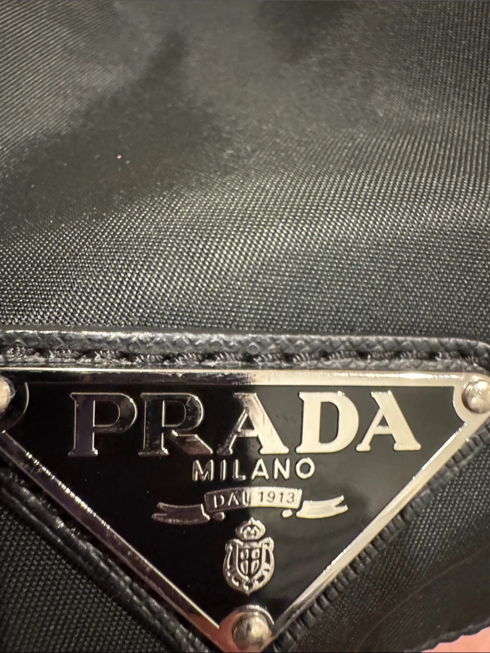Black Nylon Backpack with Silver Logo Hardware